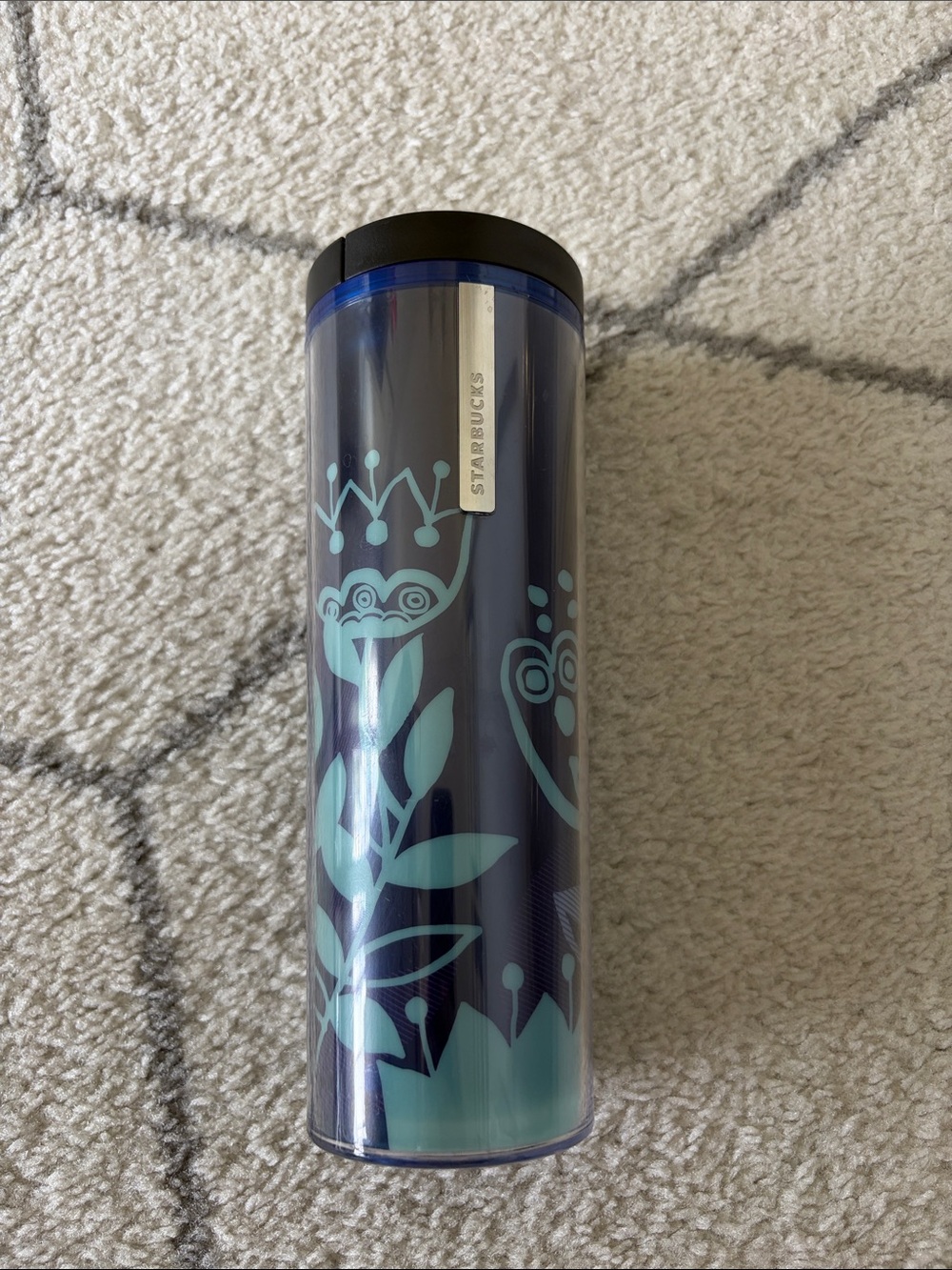 Starbucks Navy and Teal Floral Insulated Tumbler